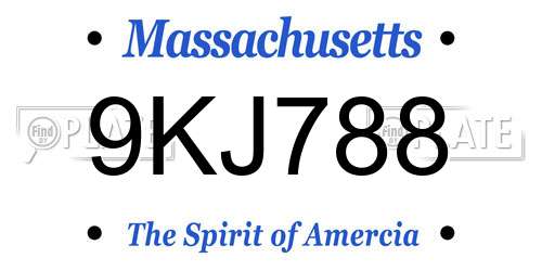 9KJ788 Massachusetts License Plate