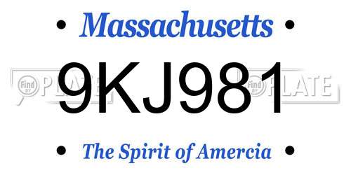 9KJ981 Massachusetts License Plate