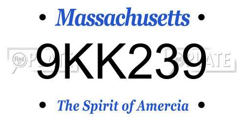 9KK239 Massachusetts License Plate