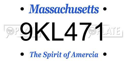 9KL471 Massachusetts License Plate
