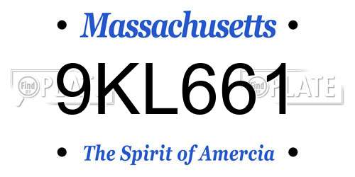 9KL661 Massachusetts License Plate