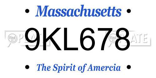 9KL678 Massachusetts License Plate