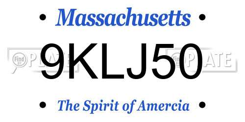 9KLJ50 Massachusetts License Plate