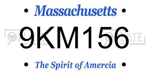9KM156 Massachusetts License Plate