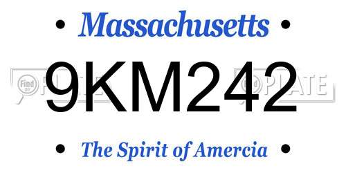 9KM242 Massachusetts License Plate