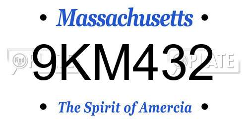9KM432 Massachusetts License Plate