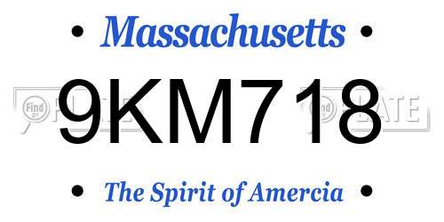 9KM718 Massachusetts License Plate