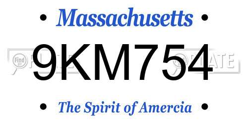 9KM754 Massachusetts License Plate
