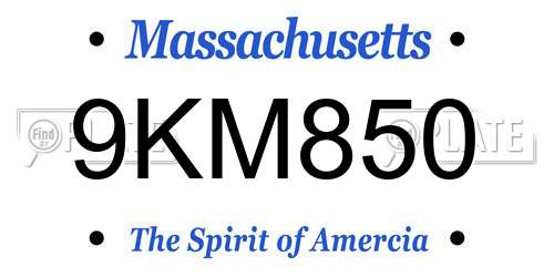 9KM850 Massachusetts License Plate