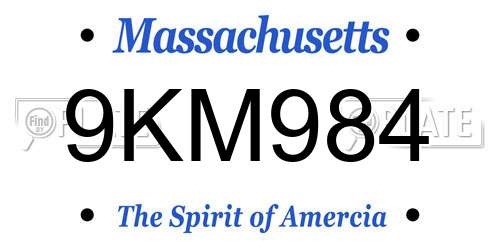9KM984 Massachusetts License Plate