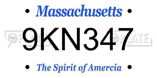 9KN347 Massachusetts License Plate