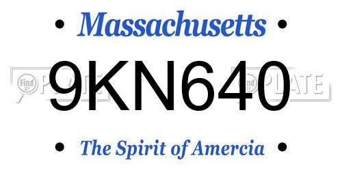 9KN640 Massachusetts License Plate
