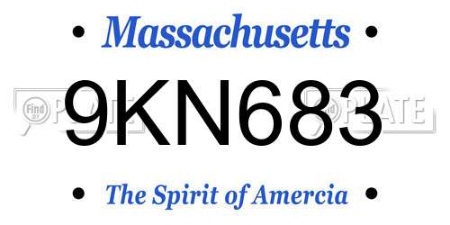9KN683 Massachusetts License Plate