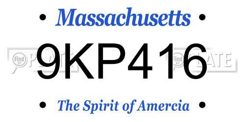 9KP416 Massachusetts License Plate