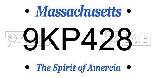 9KP428 Massachusetts License Plate