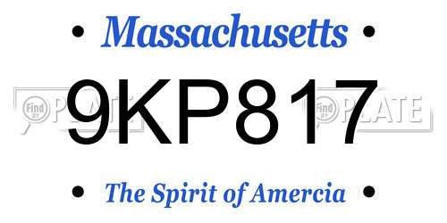 9KP817 Massachusetts License Plate