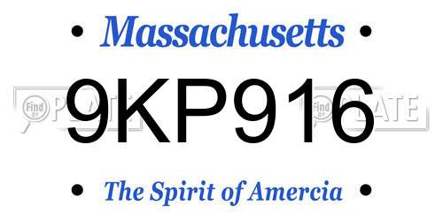 9KP916 Massachusetts License Plate