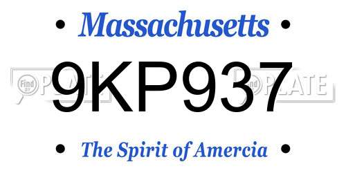 9KP937 Massachusetts License Plate