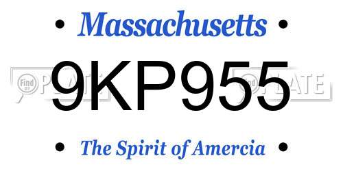 9KP955 Massachusetts License Plate