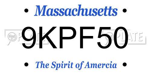 9KPF50 Massachusetts License Plate