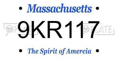 9KR117 Massachusetts License Plate