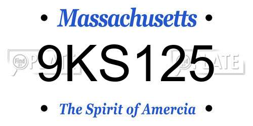 9KS125 Massachusetts License Plate