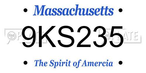 9KS235 Massachusetts License Plate