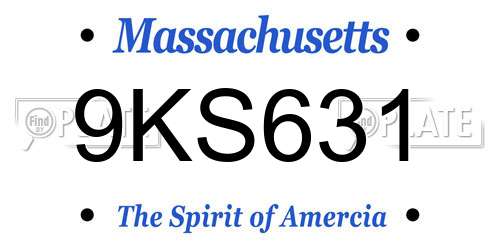 9KS631 Massachusetts License Plate