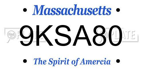 9KSA80 Massachusetts License Plate