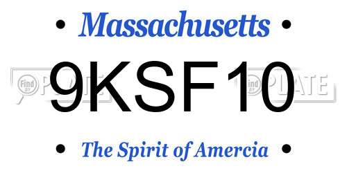 9KSF10 Massachusetts License Plate