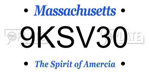 9KSV30 Massachusetts License Plate
