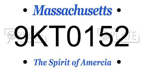 9KT0152 Massachusetts License Plate