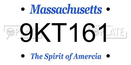 9KT161 Massachusetts License Plate