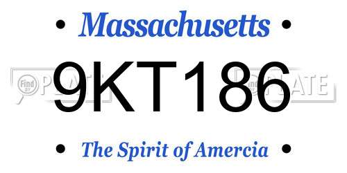 9KT186 Massachusetts License Plate