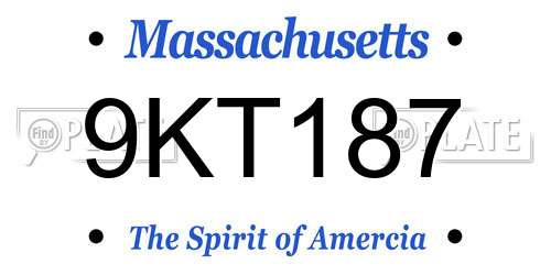 9KT187 Massachusetts License Plate