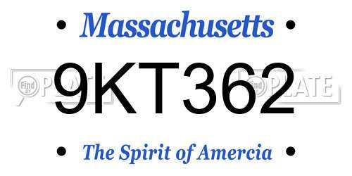 9KT362 Massachusetts License Plate
