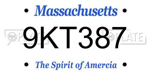 9KT387 Massachusetts License Plate