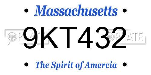 9KT432 Massachusetts License Plate