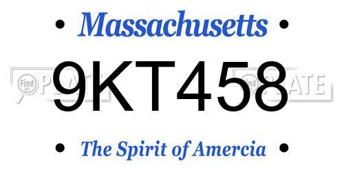 9KT458 Massachusetts License Plate