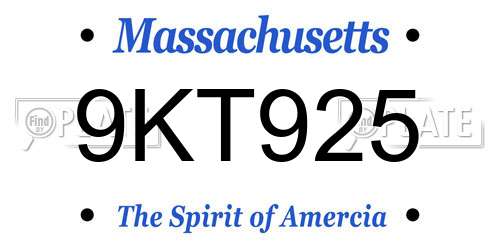 9KT925 Massachusetts License Plate