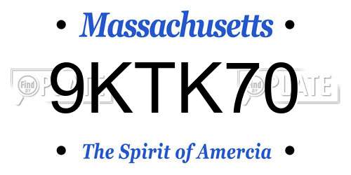 9KTK70 Massachusetts License Plate