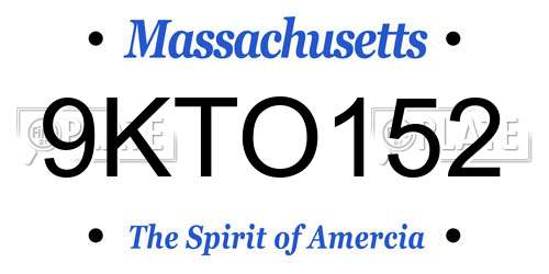 9KTO152 Massachusetts License Plate