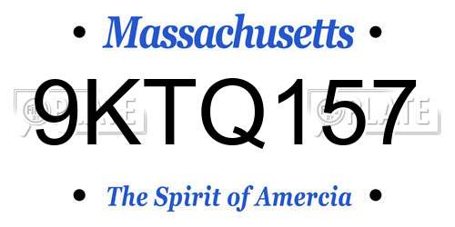 9KTQ157 Massachusetts License Plate