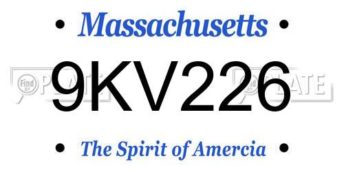 9KV226 Massachusetts License Plate