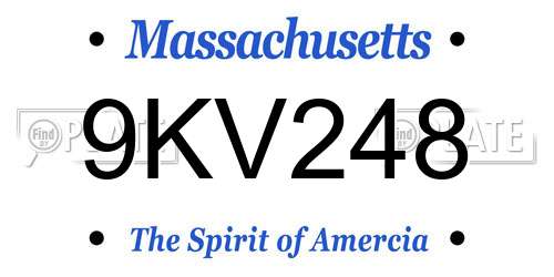 9KV248 Massachusetts License Plate