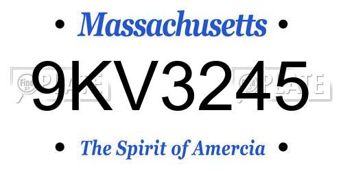 9KV3245 Massachusetts License Plate