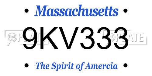 9KV333 Massachusetts License Plate