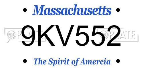 9KV552 Massachusetts License Plate