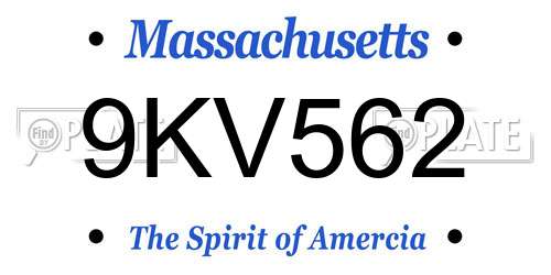 9KV562 Massachusetts License Plate