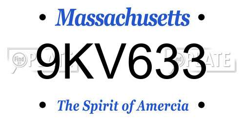 9KV633 Massachusetts License Plate